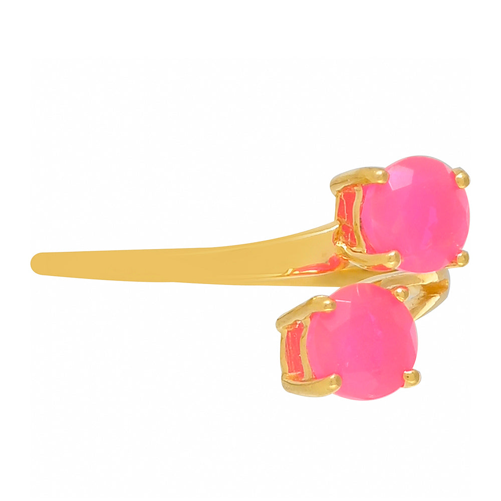 Goldplattierter Silberring mit äthiopischem neon pink Opal