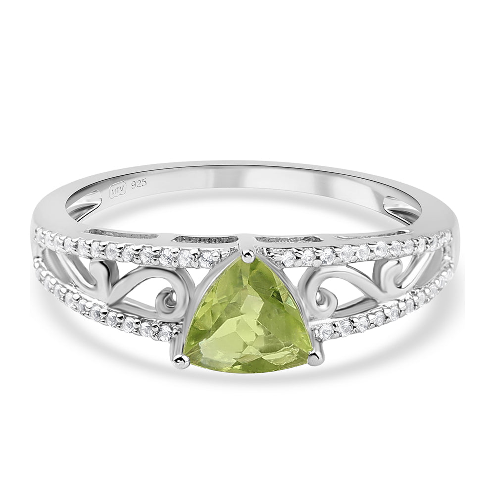 Silberring mit Peridot und weißem Topas 1 