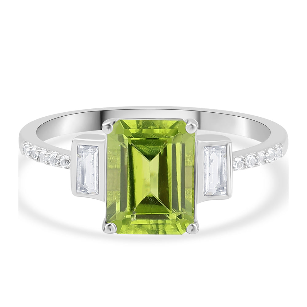 Silberring mit Peridot und weißem Topas