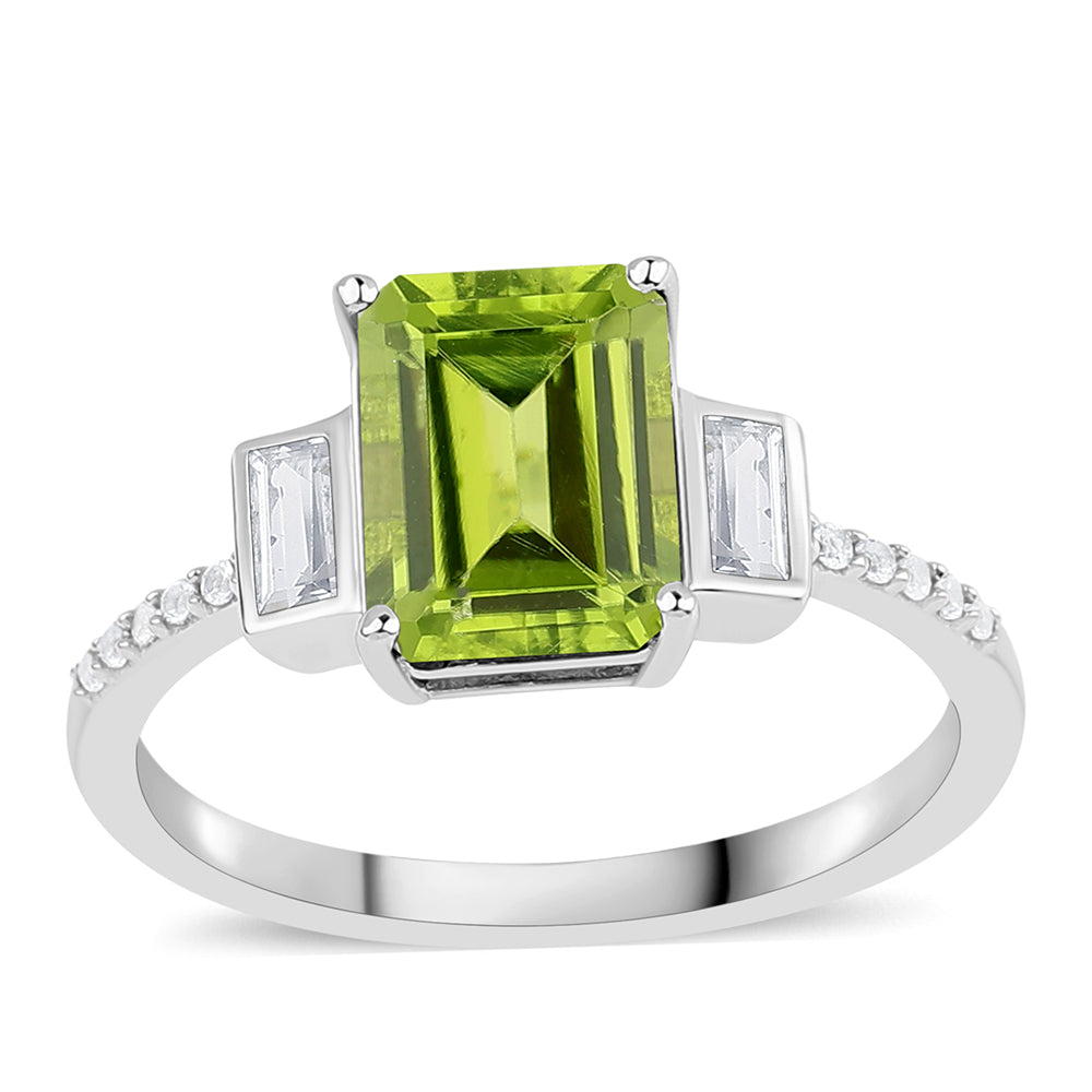 Silberring mit Peridot und weißem Topas