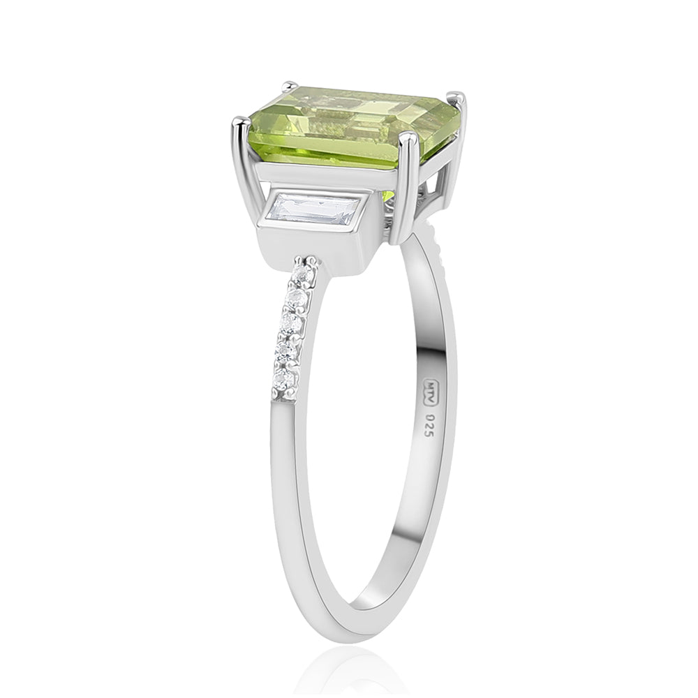 Silberring mit Peridot und weißem Topas 3 