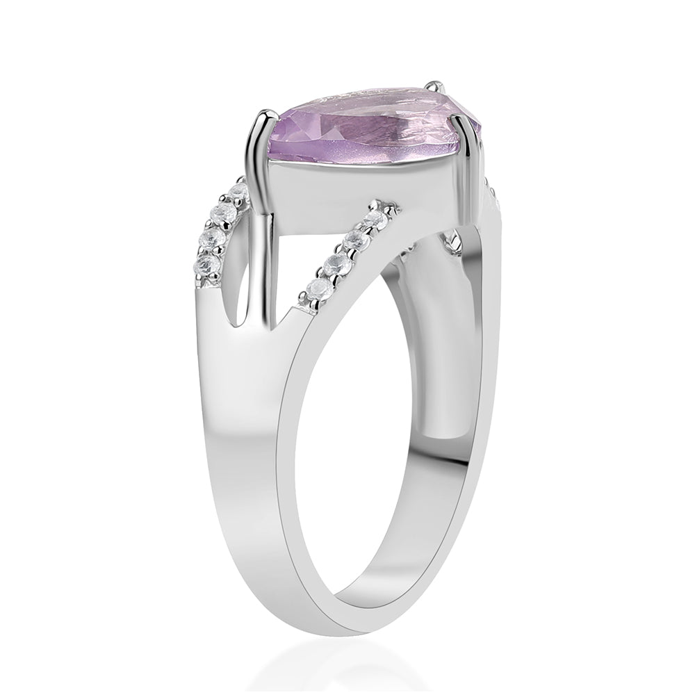 Silberring mit Rose De France Amethyst und weißem Topas 2 