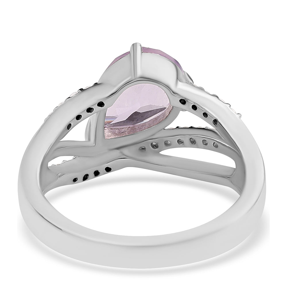 Silberring mit Rose De France Amethyst und weißem Topas