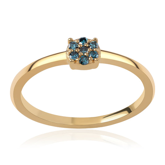 Goldplattierter Silberring mit blauem Diamant