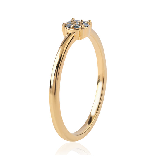Goldplattierter Silberring mit blauem Diamant