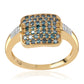 Goldplattierter Silberring mit blauem Diamant und weißem Diamant