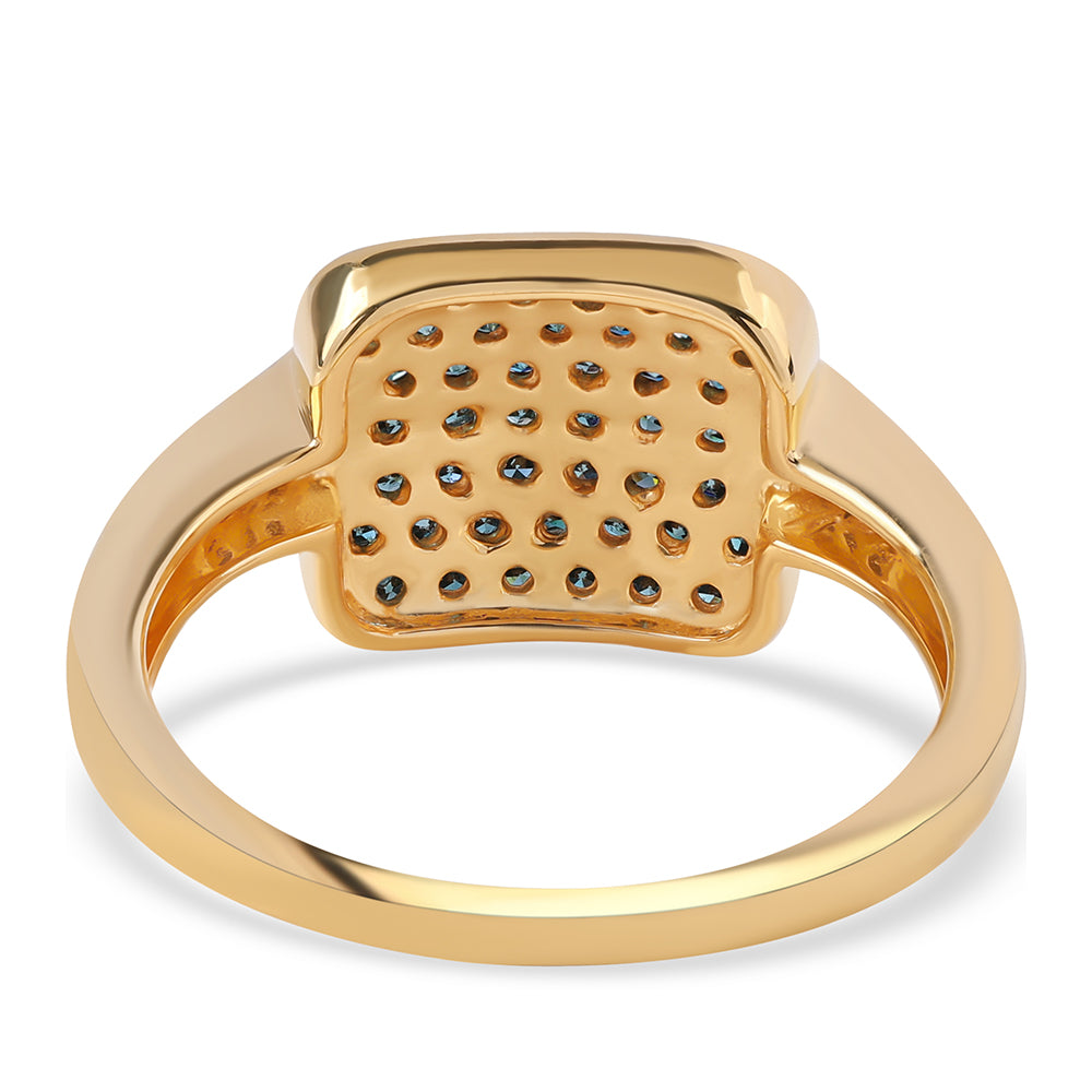 Goldplattierter Silberring mit blauem Diamant und weißem Diamant 3 