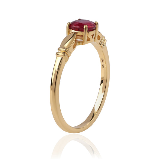 Goldplattierter Silberring mit Rubin aus Mosambik
