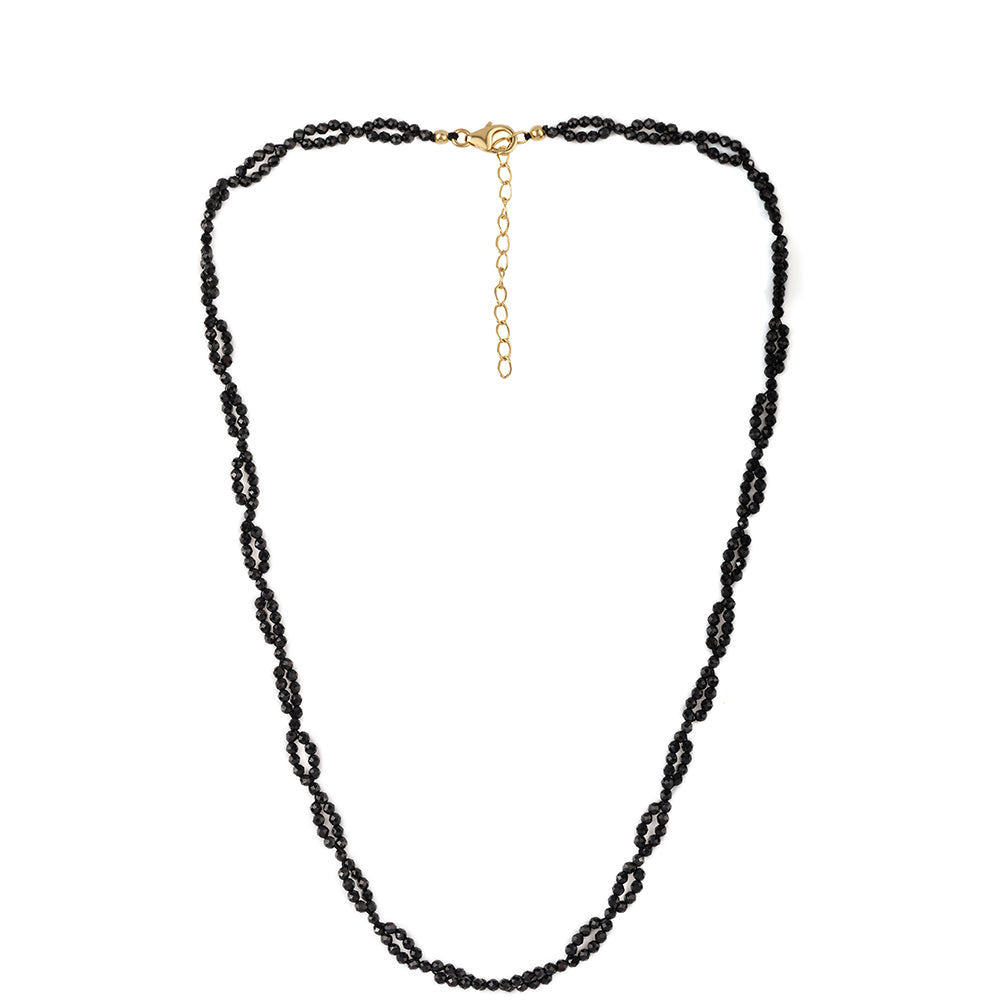 Goldplattierte Silberhalskette mit schwarzem Spinell