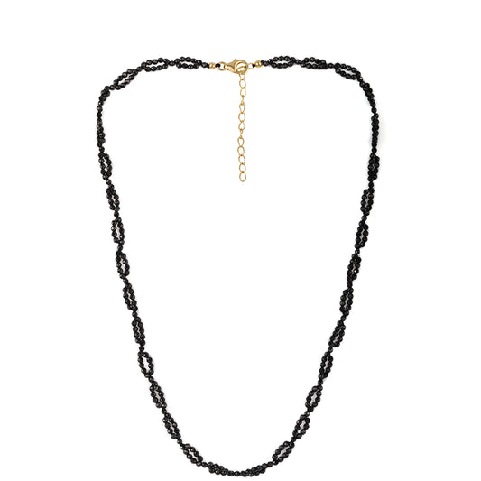 Goldplattierte Silberhalskette mit schwarzem Spinell