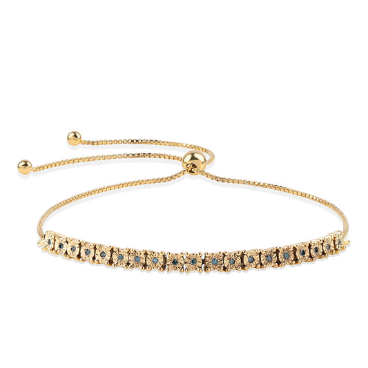 Goldplattiertes Silberarmband mit blauem Diamant
