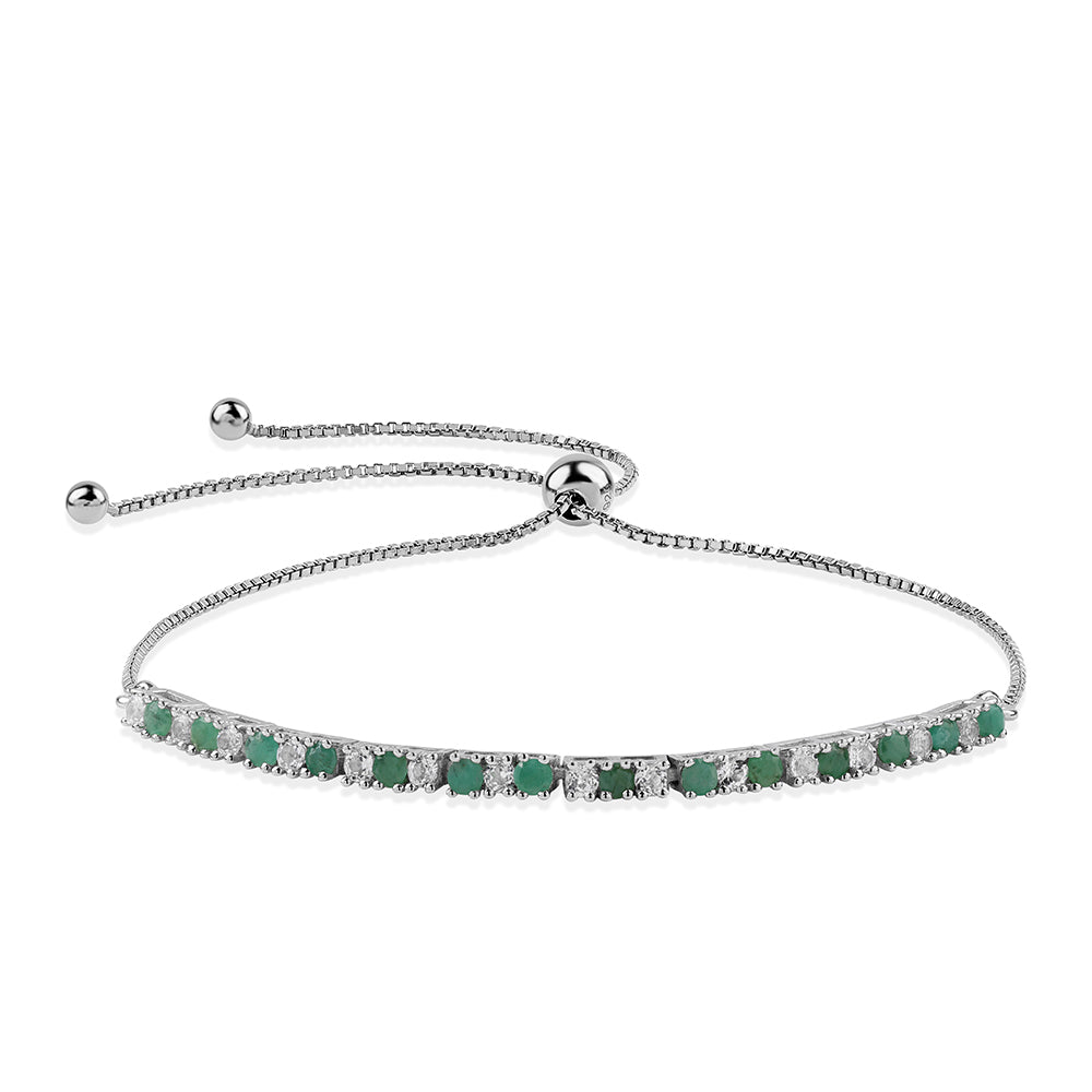 Silberarmband mit brasilianischem Smaragd und weißem Topas