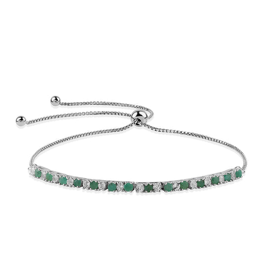 Silberarmband mit brasilianischem Smaragd und weißem Topas