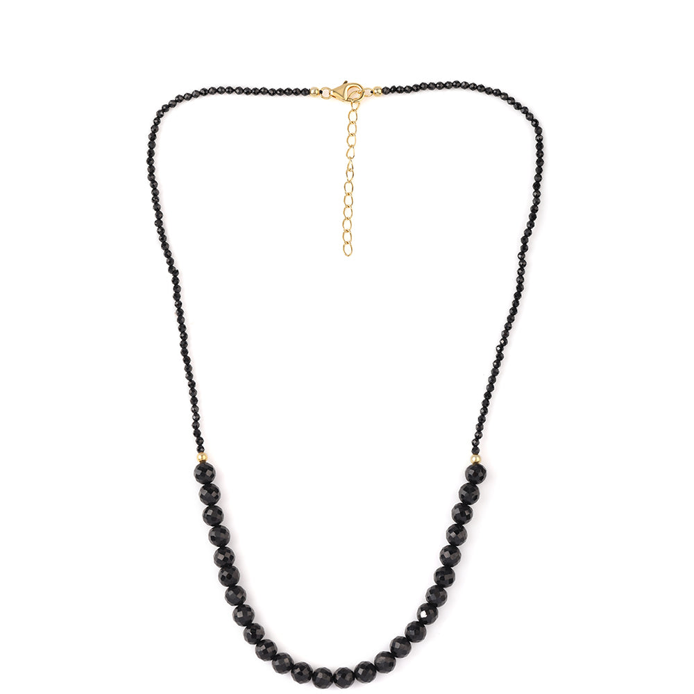 Goldplattierte Silberhalskette mit schwarzem Spinell 1 