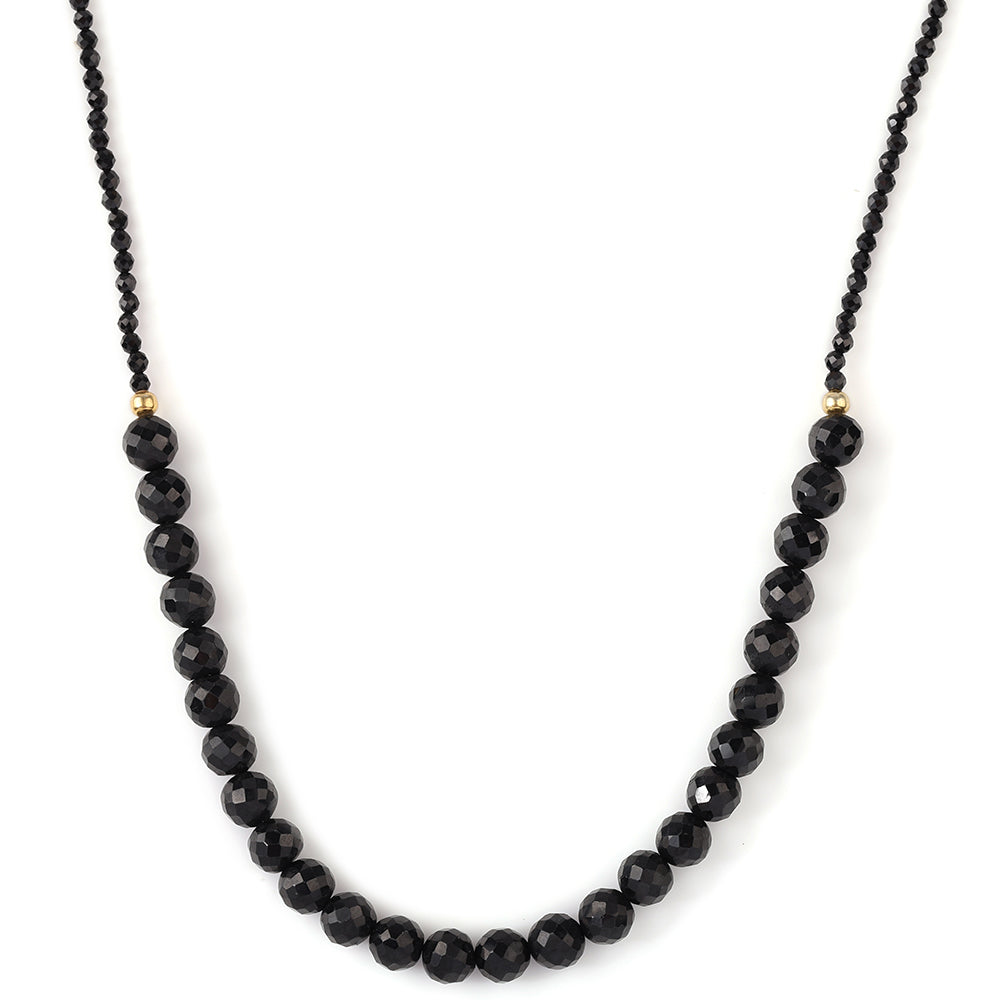 Goldplattierte Silberhalskette mit schwarzem Spinell 2 