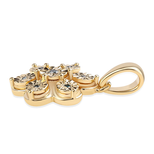 Goldplattierter Silberanhänger mit blauem Diamant