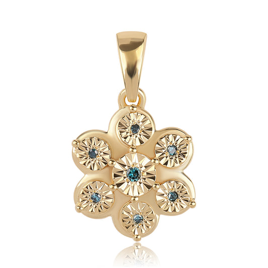 Goldplattierter Silberanhänger mit blauem Diamant