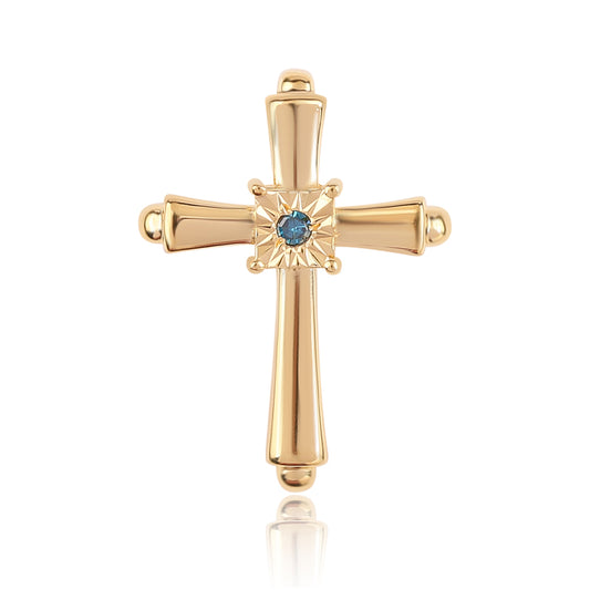 Goldplattierter Silberanhänger mit blauem Diamant