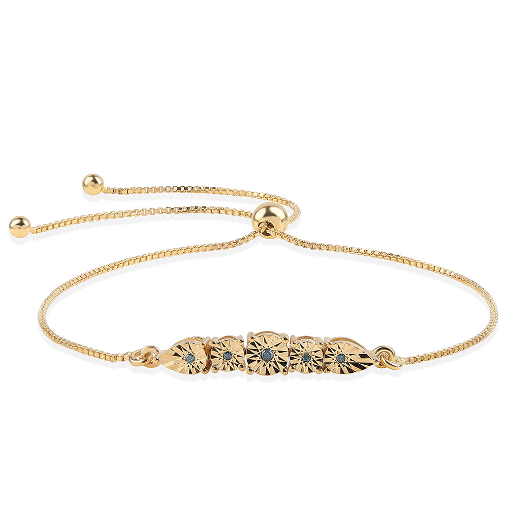 Goldplattiertes Silberarmband mit blauem Diamant 1 