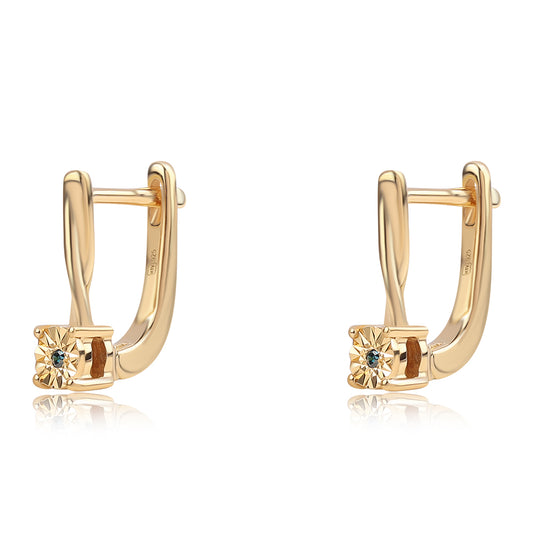Goldplattierte Silberohrringe mit blauem Diamant