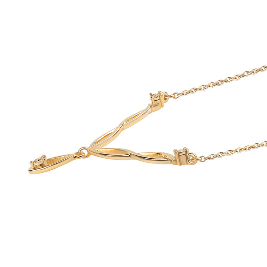 Goldplattierte Silberhalskette mit blauem Diamant und weißem Diamant