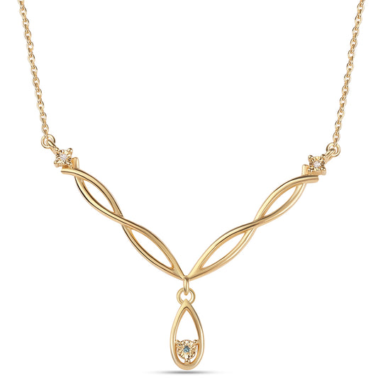 Goldplattierte Silberhalskette mit blauem Diamant und weißem Diamant