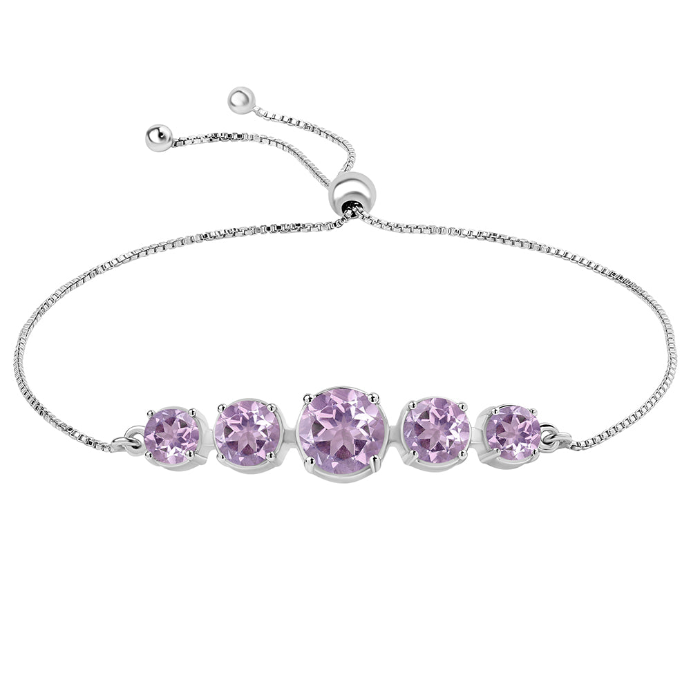 Silberarmband mit Rose De France Amethyst 1 