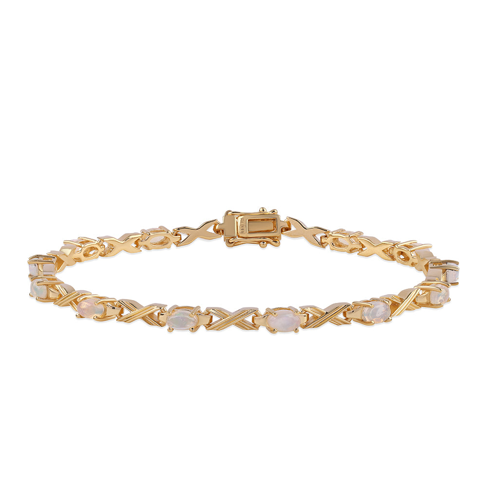 Goldplattiertes Silberarmband mit äthiopischem Opal aus Lega Dembi 1 