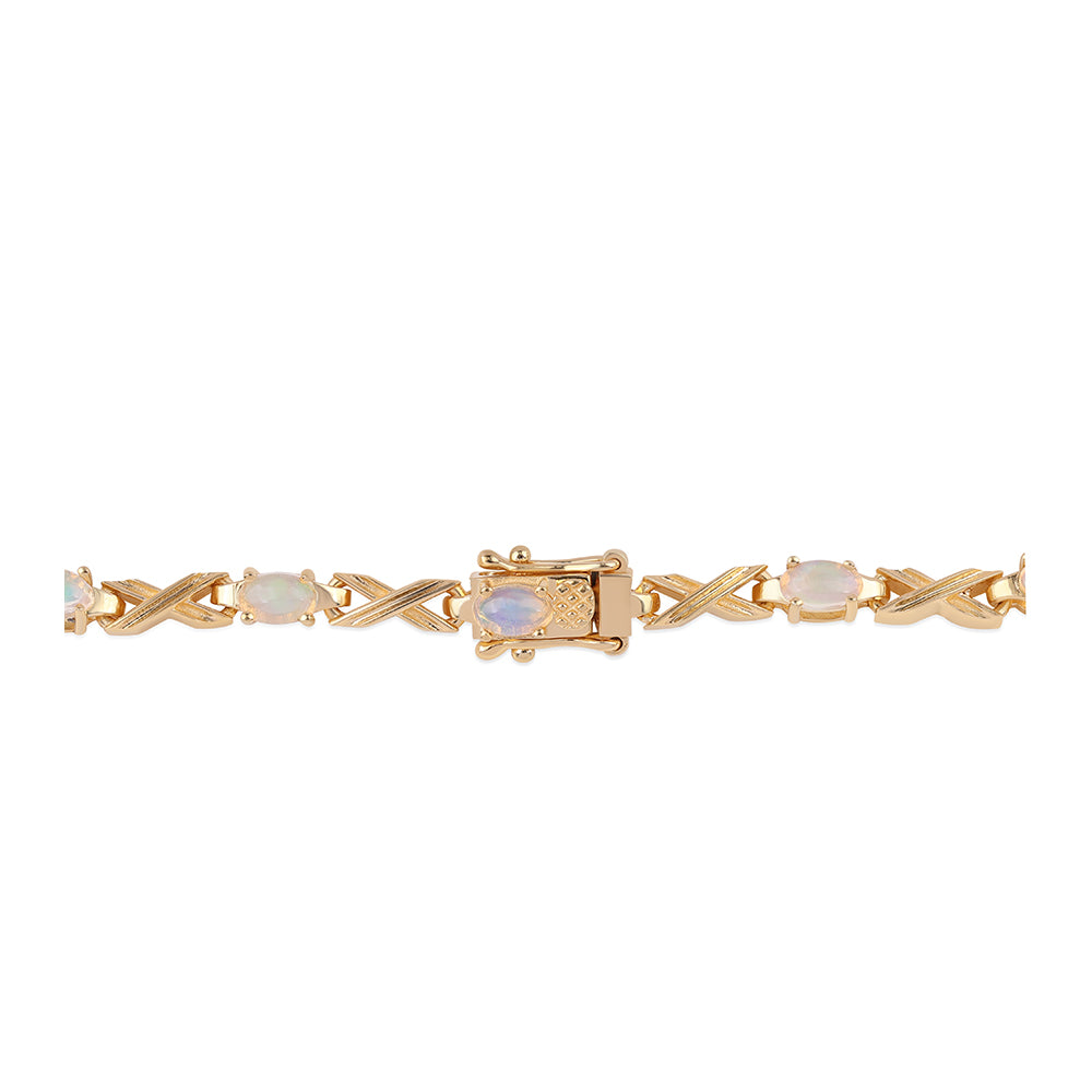 Goldplattiertes Silberarmband mit äthiopischem Opal aus Lega Dembi
