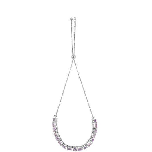 Silberarmband mit Rose De France Amethyst