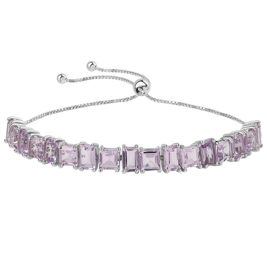 Silberarmband mit Rose De France Amethyst