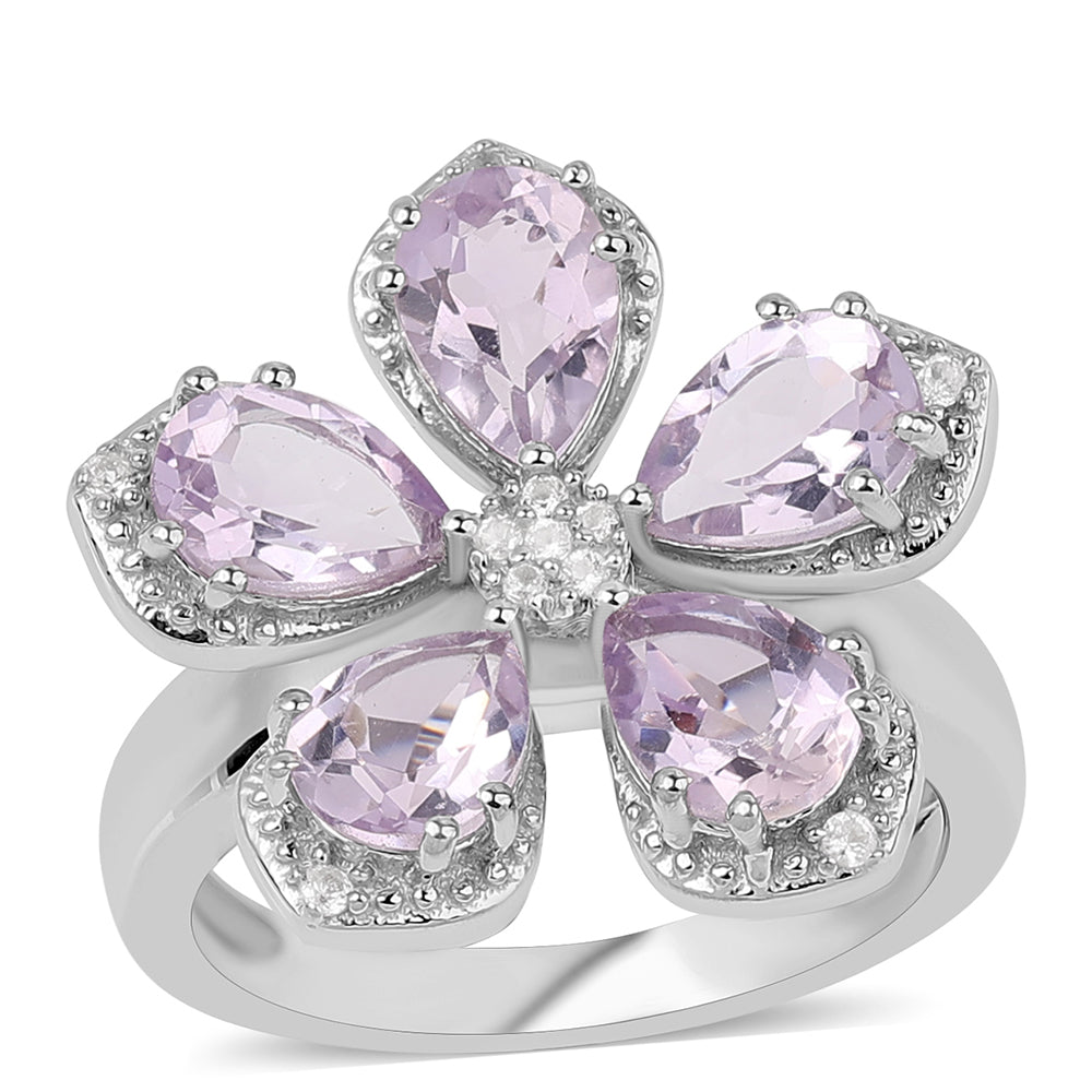 Silberring mit Rose De France Amethyst und weißem Topas 1 