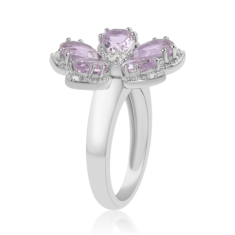 Silberring mit Rose De France Amethyst und weißem Topas 2 