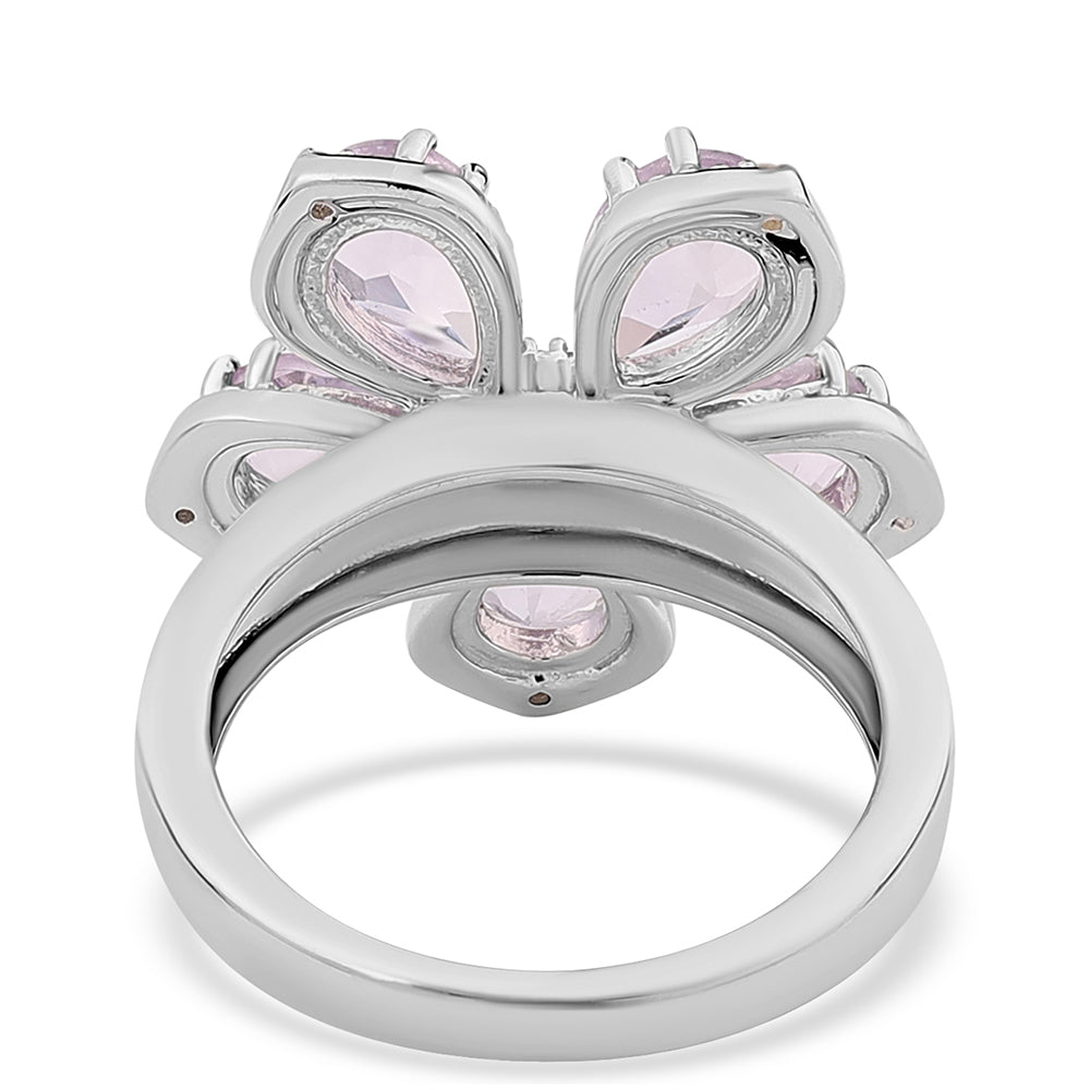 Silberring mit Rose De France Amethyst und weißem Topas