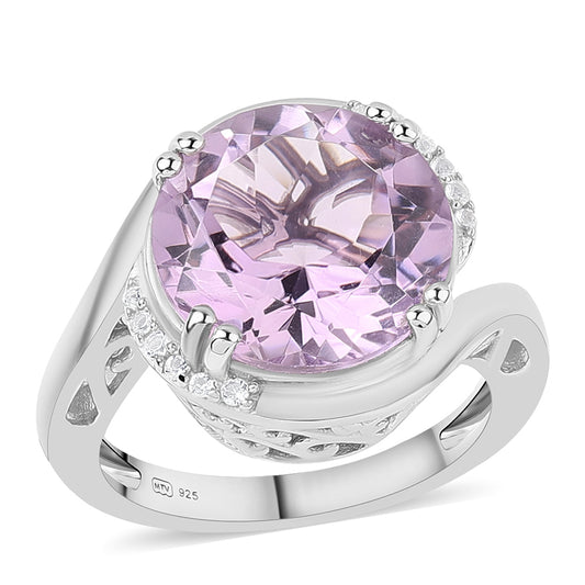 Silberring mit Rose De France Amethyst und weißem Topas