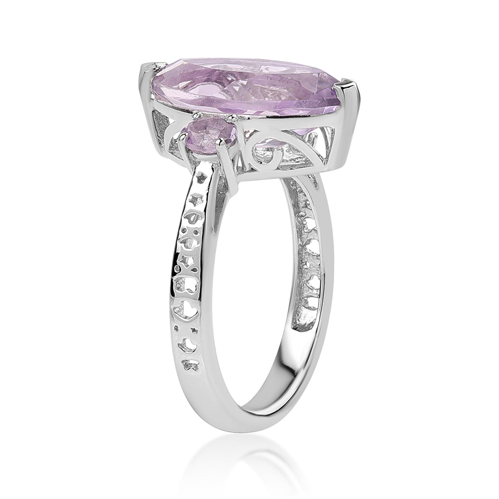 Silberring mit Rose De France Amethyst 2 