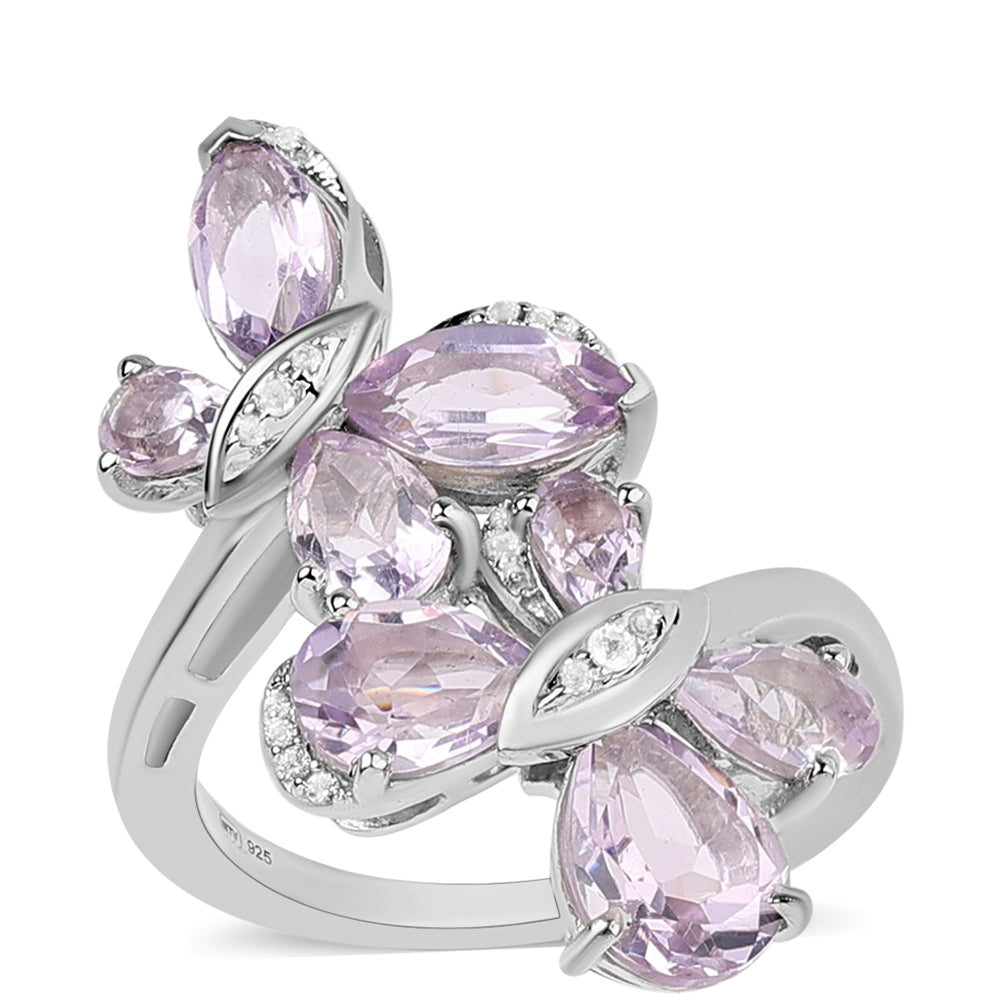 Silberring mit Rose De France Amethyst und weißem Topas 1 