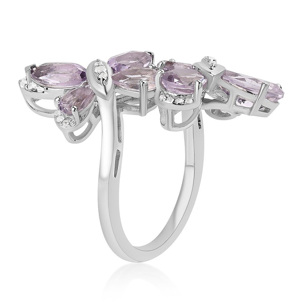 Silberring mit Rose De France Amethyst und weißem Topas 2 