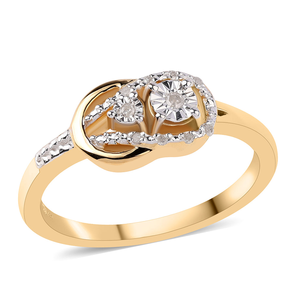 Goldplattierter Silberring mit weißem Diamant 4 