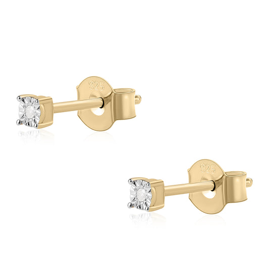 Goldplattierte Silberohrringe mit weißem Diamant
