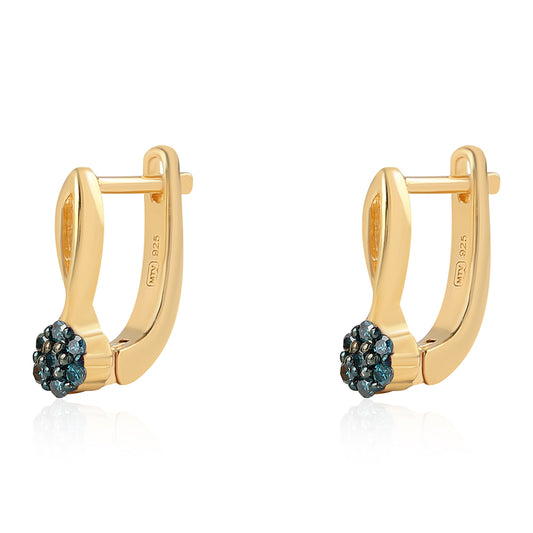 Goldplattierte Silberohrringe mit blauem Diamant