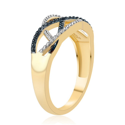 Goldplattierter Silberring mit blauem Diamant