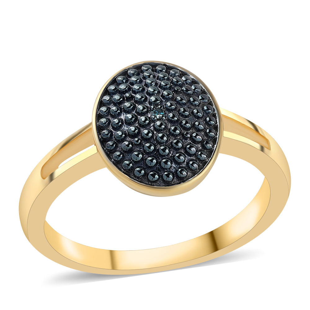 Goldplattierter Silberring mit blauem Diamant