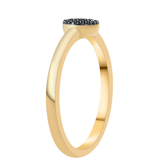 Goldplattierter Silberring mit blauem Diamant