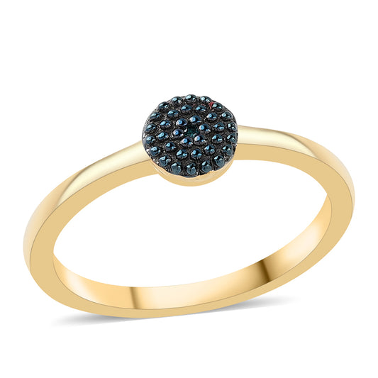 Goldplattierter Silberring mit blauem Diamant