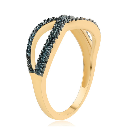 Goldplattierter Silberring mit blauem Diamant