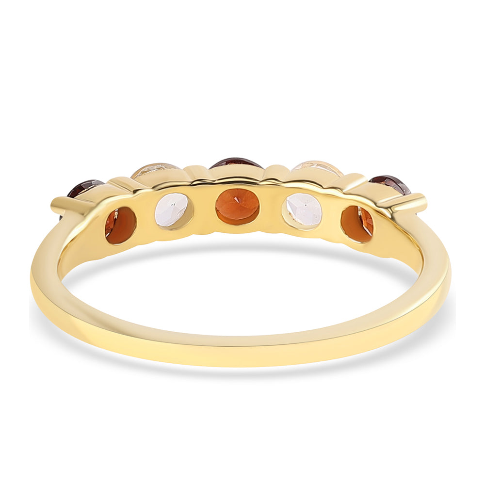 Goldplattierter Silberring mit Barton Granat und weißem Topas
