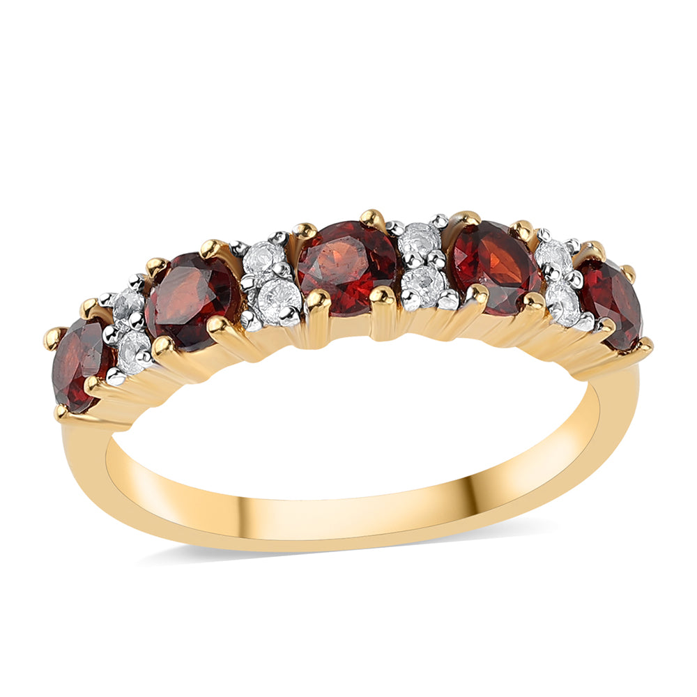 Goldplattierter Silberring mit Barton Granat und weißem Topas 1 