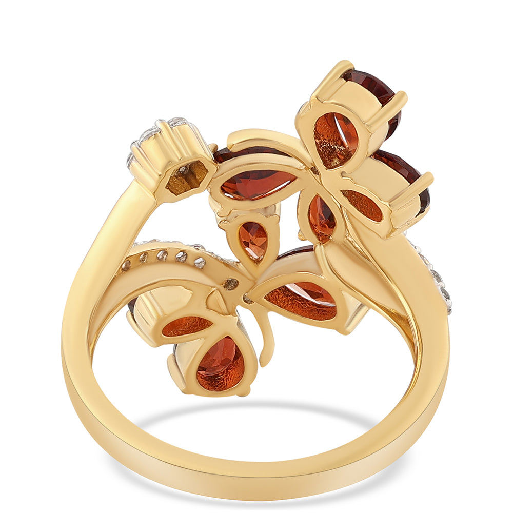Goldplattierter Silberring mit Barton Granat und weißem Topas
