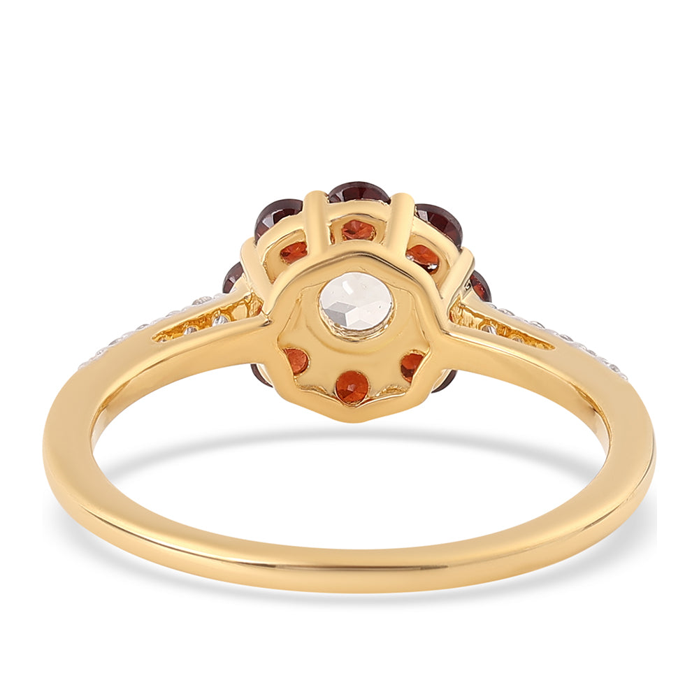 Goldplattierter Silberring mit Barton Granat und weißem Topas 3 